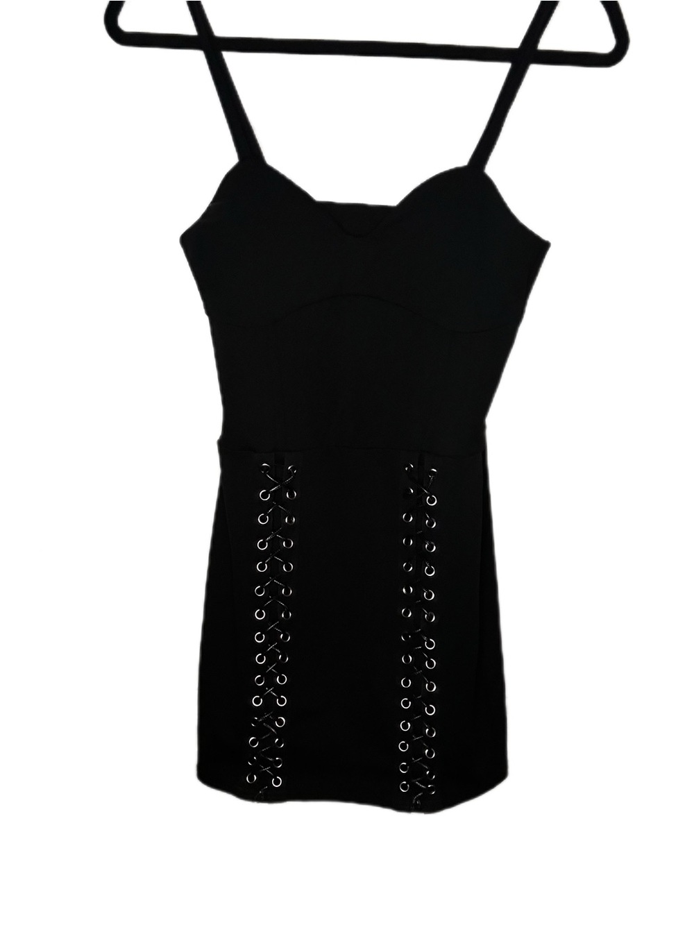 Disturbia Black Lace-Up Spaghetti Strap Mini Dress